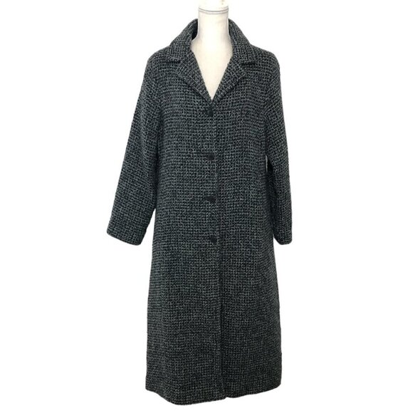 BOYNE VALLEY WEAVERS VTG Handcrafted Ireland Long Wool Blend Coat Medium Black - Picture 1 of 11